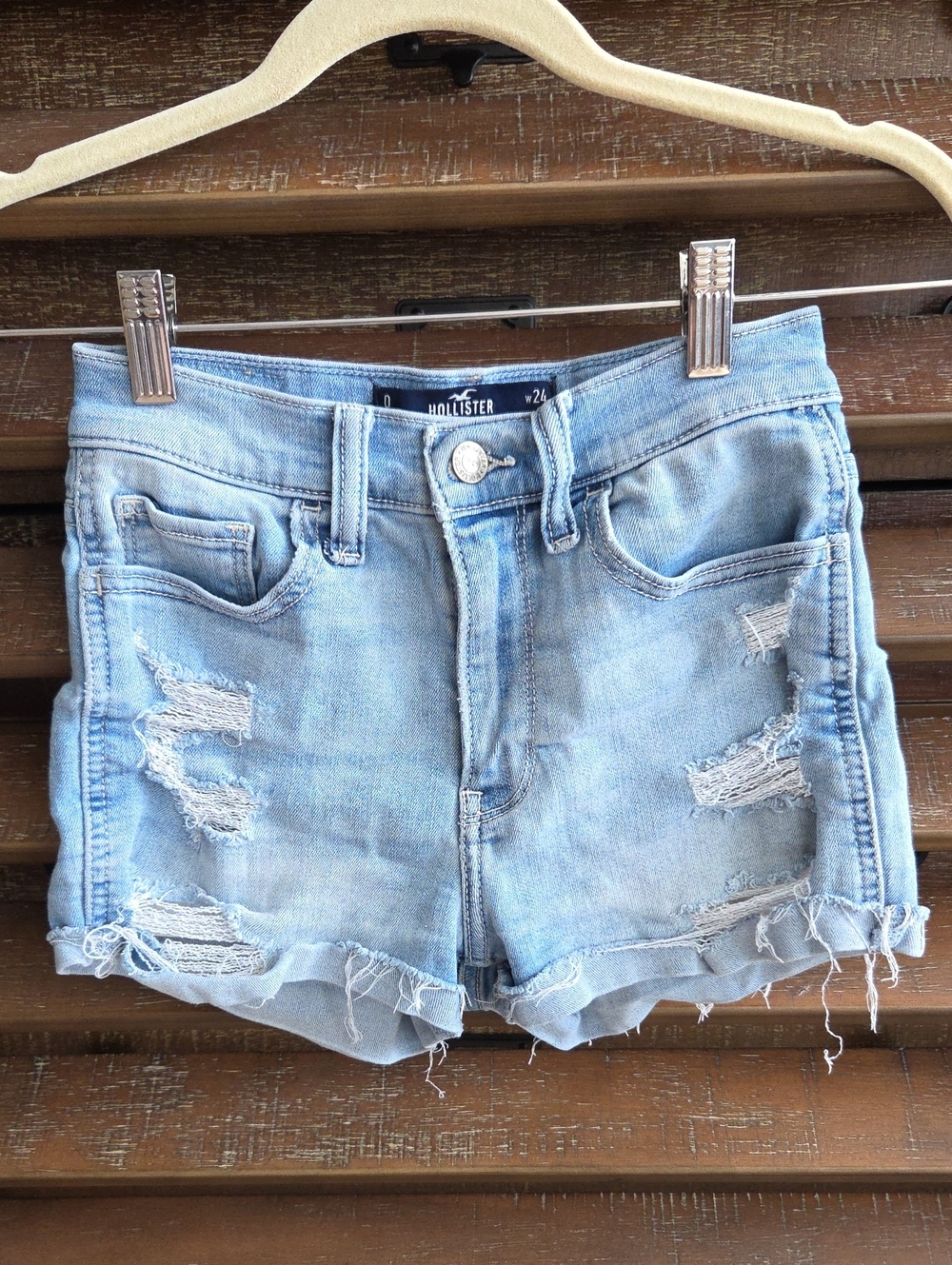 Hollister High Rise Stretch Jean Shorts, Size 0, Used Good Cond.
